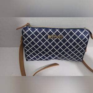 Kenneth Cole Reaction Womens Crossbody Bag Blue White Geometric Adjustable Strap